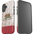 California Flag Dark Wood iPhone 16 Plus Impact Case